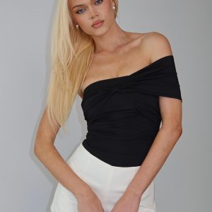 The Real Thing One Shoulder Bodysuit Black