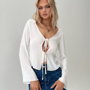 Frelle Long Sleeve Tie Top White