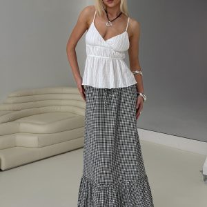 Modern Girl Maxi Skirt Black / White Gingham