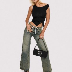 Mellowed Out Low Rise Straight Leg Jeans Antique Wash