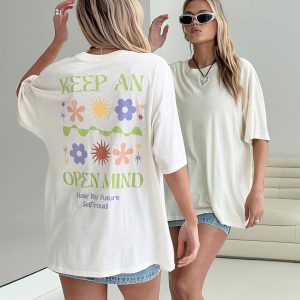 Keep An Open Mind Oversized Tee White