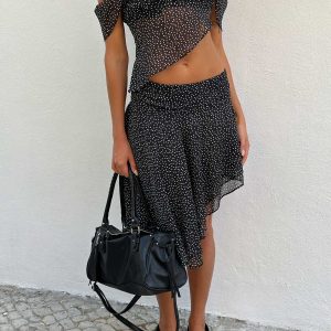 Legacy Midi Skirt Onyx Polka