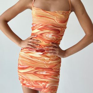 Harlan Mini Dress Orange Multi