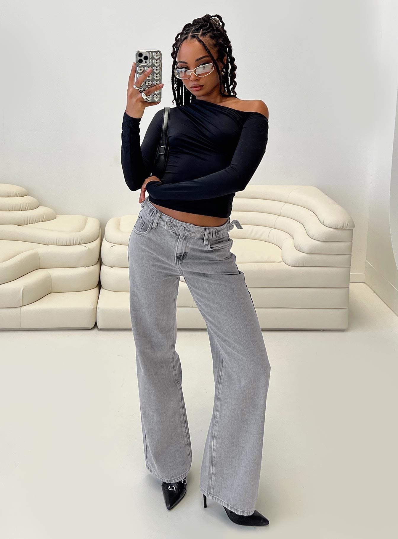Scheana Low Rise Jeans Steel Grey - Image 7