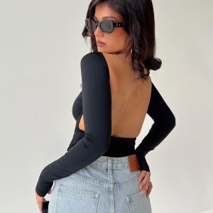 Gatewood Long Sleeve Bodysuit Black Petite