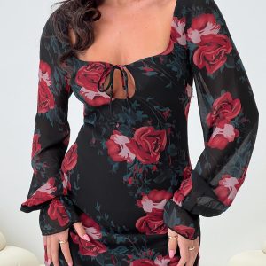 Bayford Long Sleeve Mini Dress Red / Black Petite