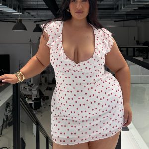 I Guess So Mini Dress White / Burgundy Curve