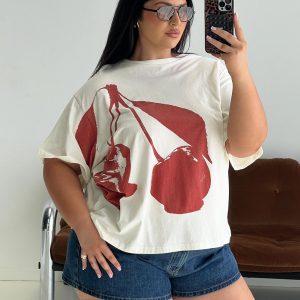 Cherrie Amore Oversized Tee White Curve