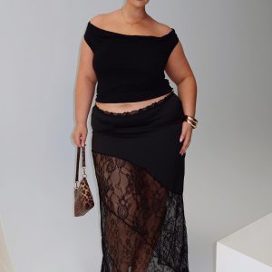 Castelli Lace Maxi Skirt Black Curve