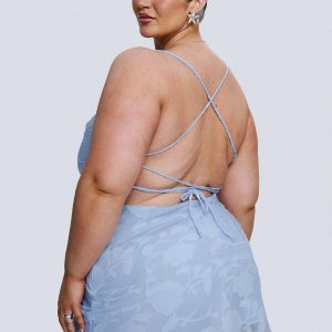 Celena Mini Dress Light Blue Burnout Curve