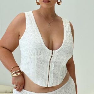 Buttacupe Lace Corset Top White Curve