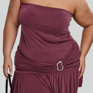 Love Lingers Strapless Mini Dress Burgundy Curve