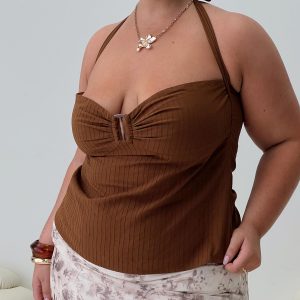 Isabetta Halter Top Chocolate Curve