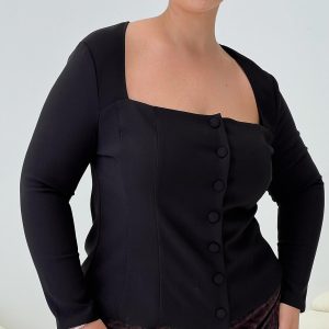 Gaskin Long Sleeve Top Black Curve