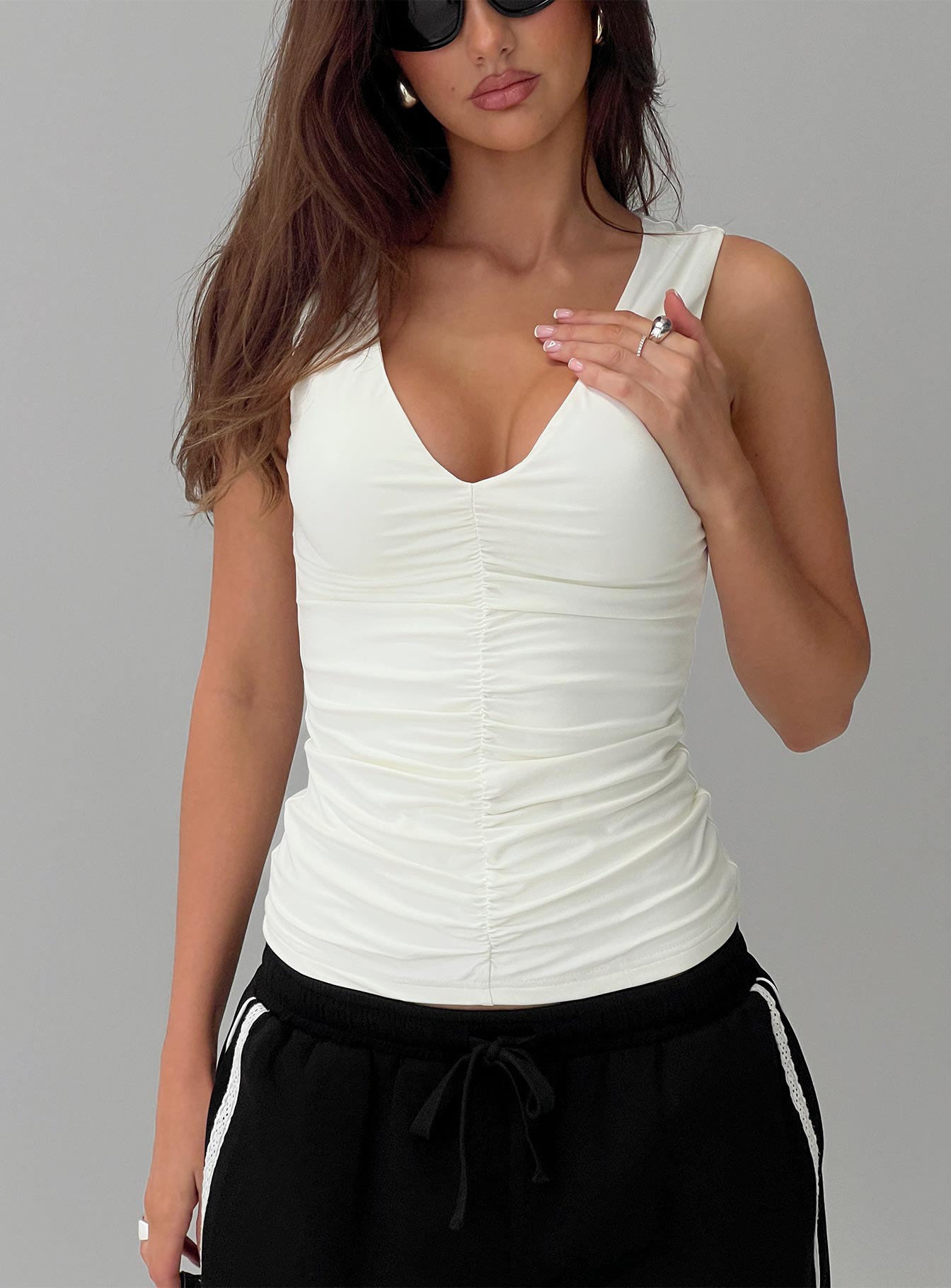 Loving Is Easy Ruched Top White