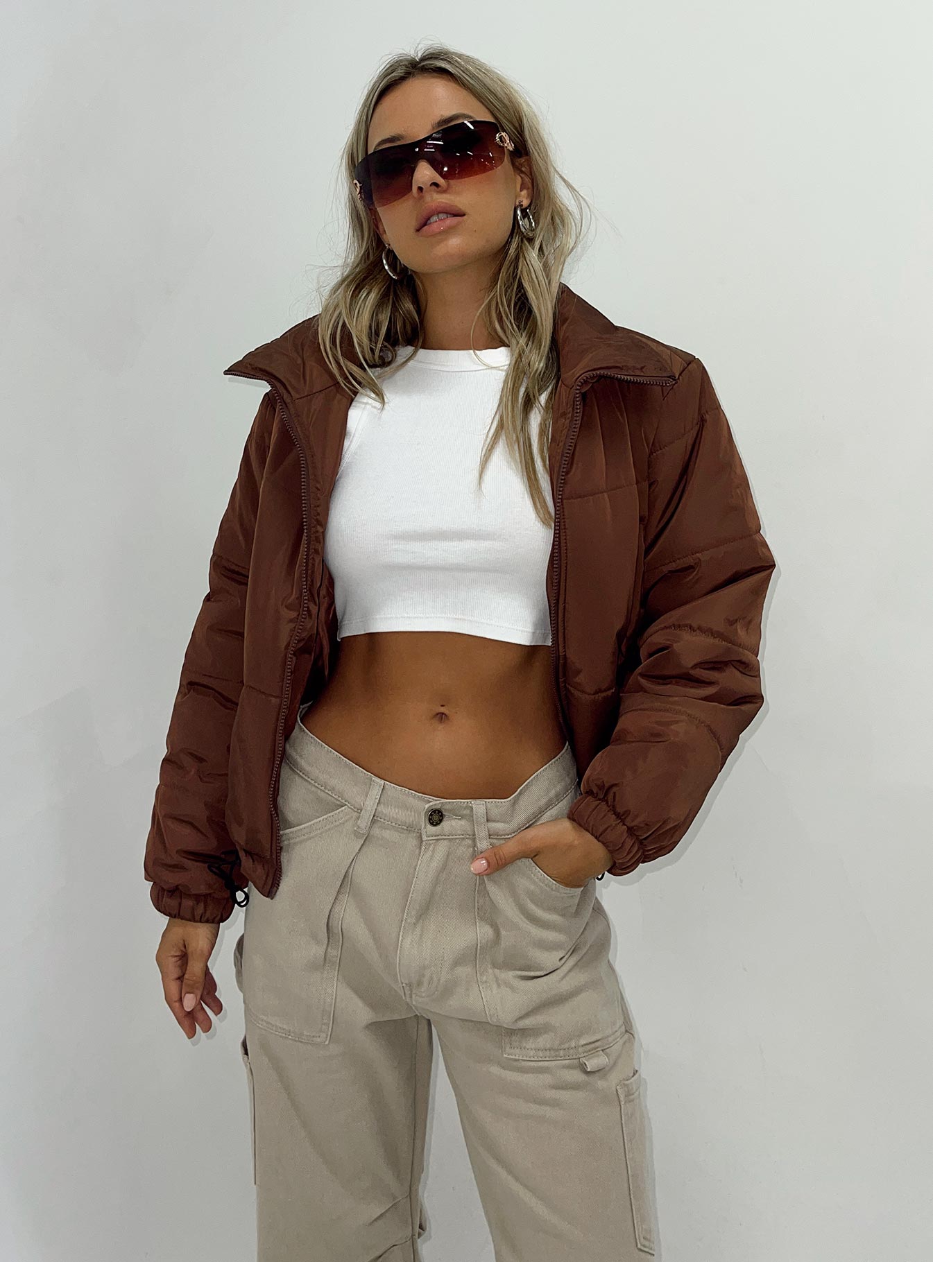 Alycia Puffer Jacket Brown - Image 6