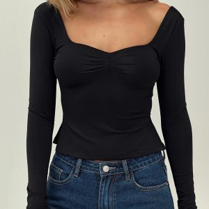 Rehna Long Sleeve Top Black