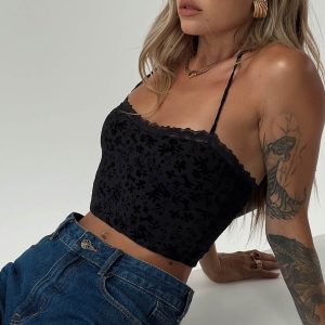 Burnout Velour Top Black