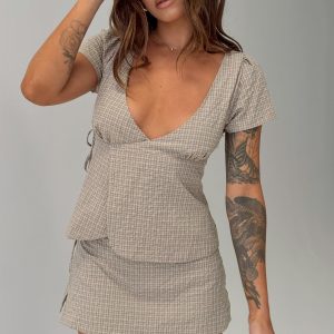 Emmilou Wrap Set Brown Check