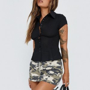 Cottesloe Blouse Top Textured Black