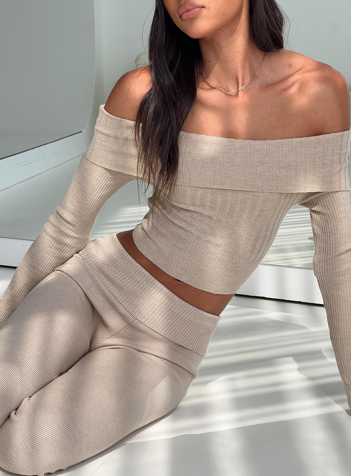 Tagula Off The Shoulder Top Beige - Image 7