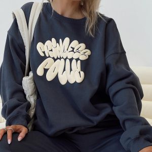 Princess Polly Crew Neck Sweatshirt Bubble Text Slate / Eggshell
