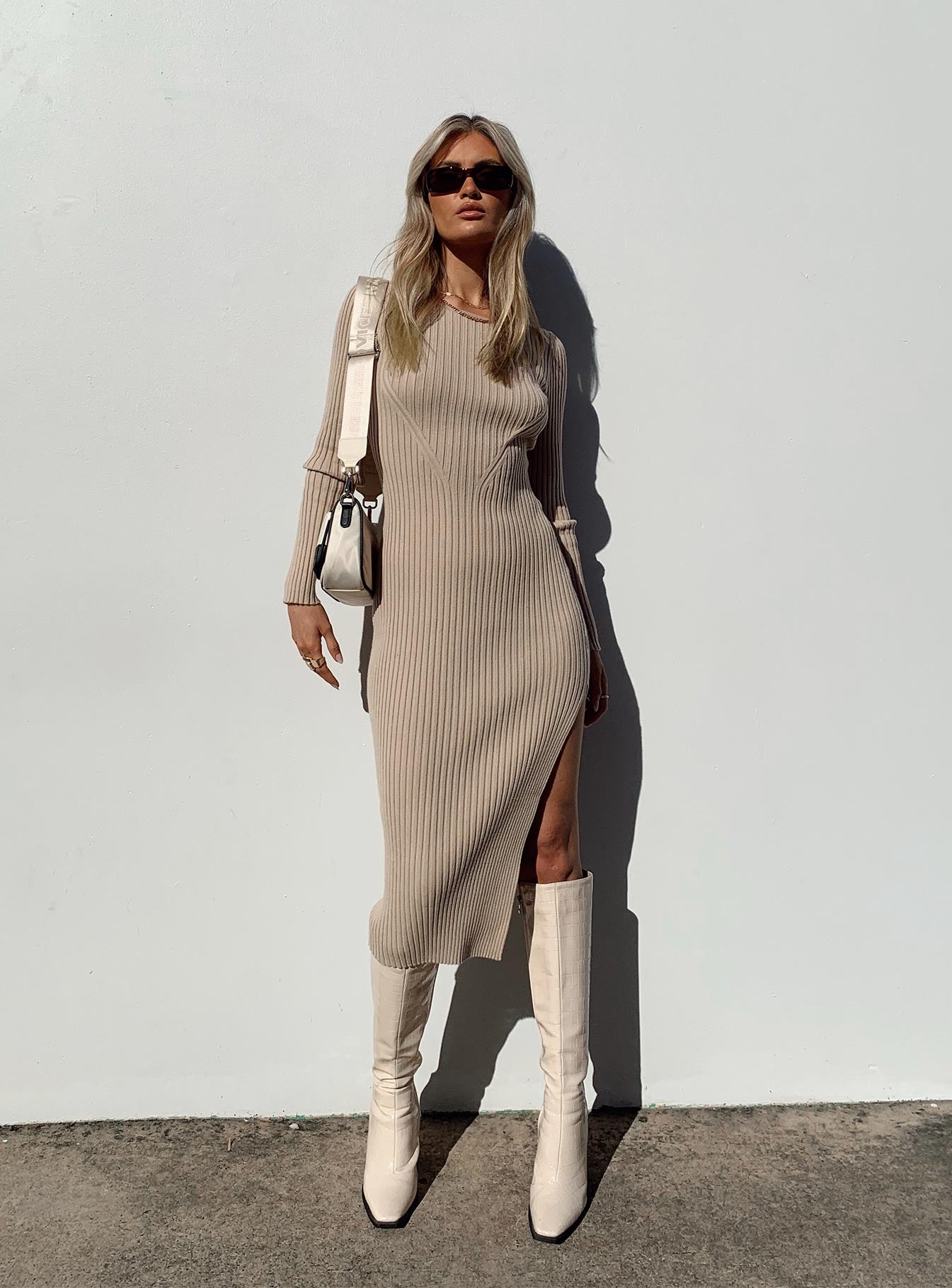 Nicky Midi Dress Beige - Image 6