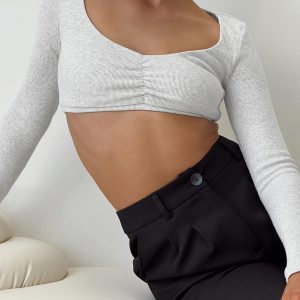 Lucano Long Sleeve Top Grey