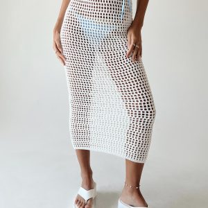 Golda Crochet Maxi Skirt White