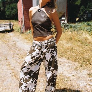 Baccarat Mid Rise Wide Leg Belted Pant Cow Print