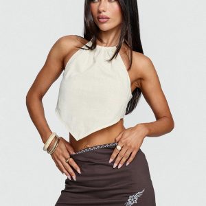 Lonely Hearts Mini Skirt Brown