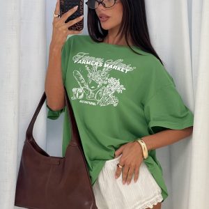 Farmers Market Oversized Graphic Tee Green