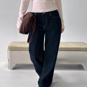 Serenitia Mid Rise Relaxed Jeans Dark Raw Wash