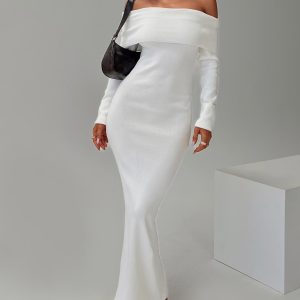 Celestara Off The Shoulder Maxi Dress White