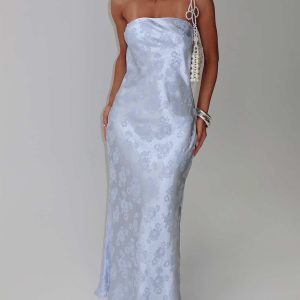 Haley Maxi Dress Blue Jacquard