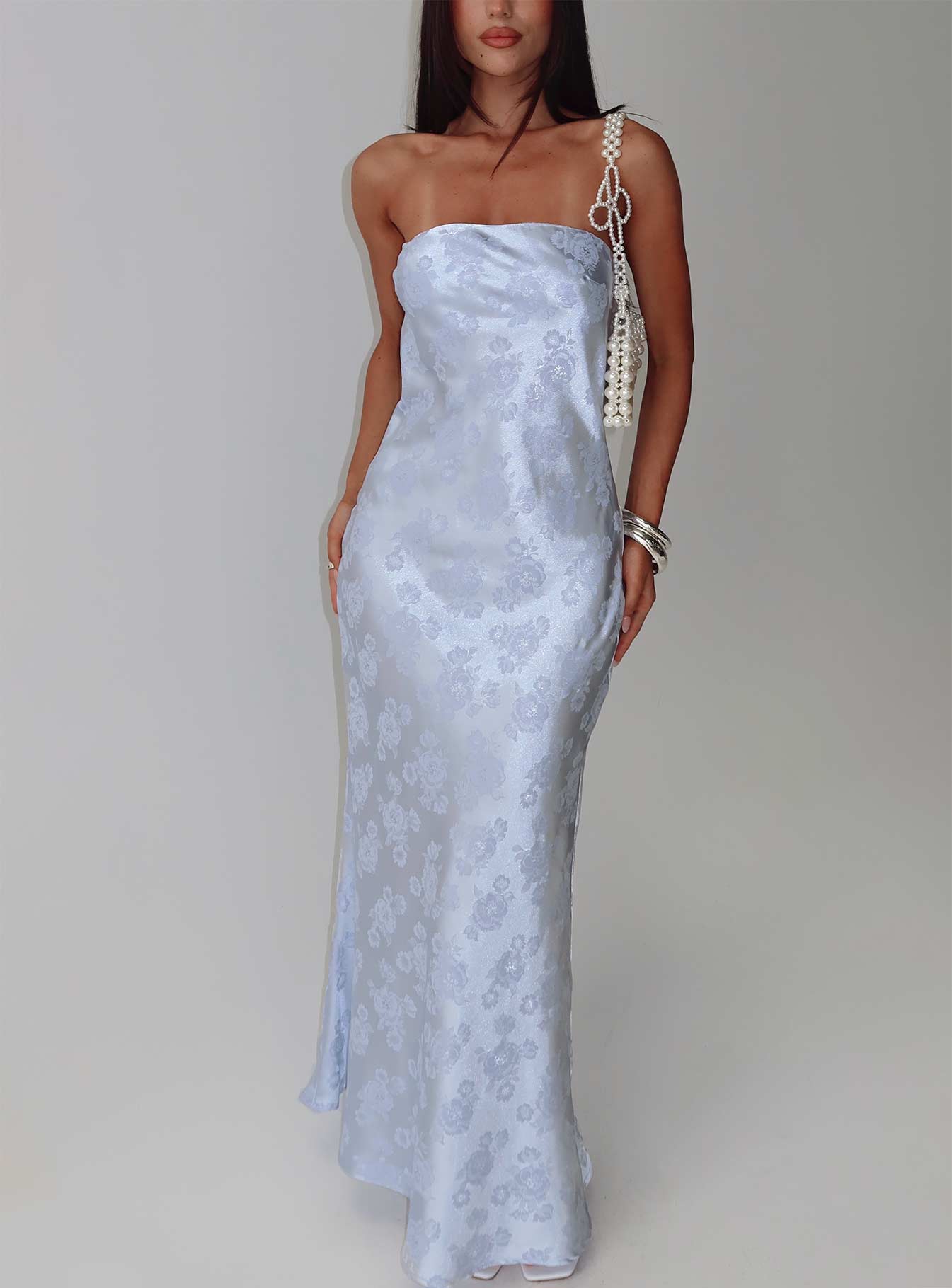 Haley Maxi Dress Blue Jacquard