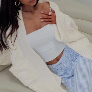 Paisleigh Cable Knit Cardigan Cream