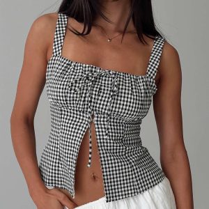 Modern Girl Top Black Gingham