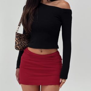 Meredith Ruched Mini Skirt Red