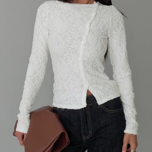 Passoni Long Sleeve Lace Top White