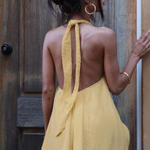 Kaiko Halter Mini Dress Yellow