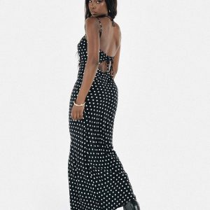 Luncheon Maxi Dress Black Polka Dot