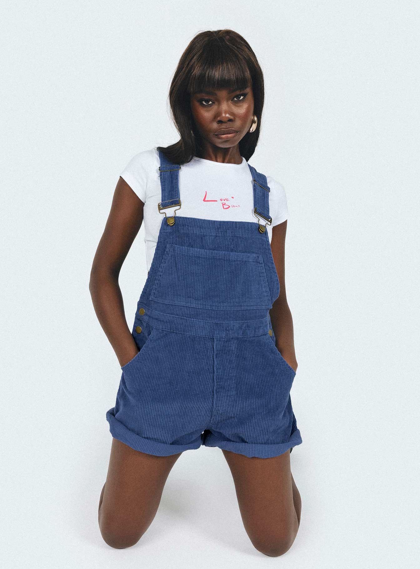 Kacey Short Overalls Navy Cord