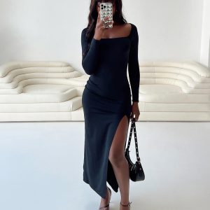 Hayward Long Sleeve Midi Dress Black