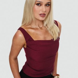 Lallina Top Burgundy