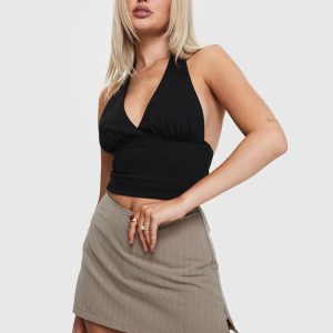 Gigi Skort Beige Pinstripe