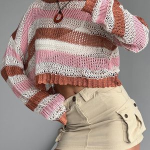 Perren Sweater Pink / Brown Stripe