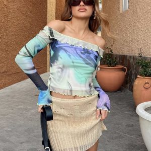 Macaulay Knit Mini Skirt Beige