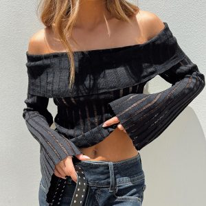 Sorrel Off The Shoulder Top Black