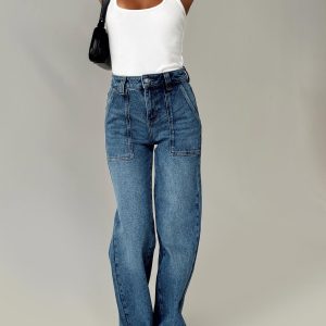 Carsen Wide Leg Jeans Washed Blue